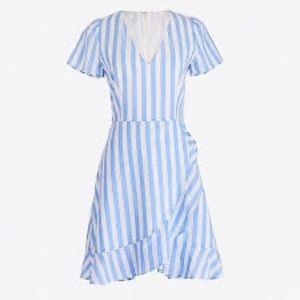 J.Crew Blue Striped Faux Wrap Dress (3)